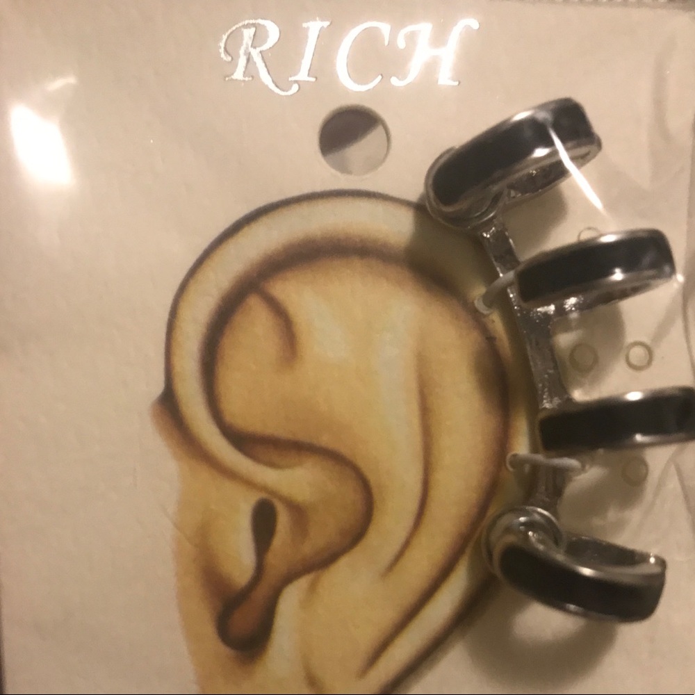 Black and Silver Ear Clip-On